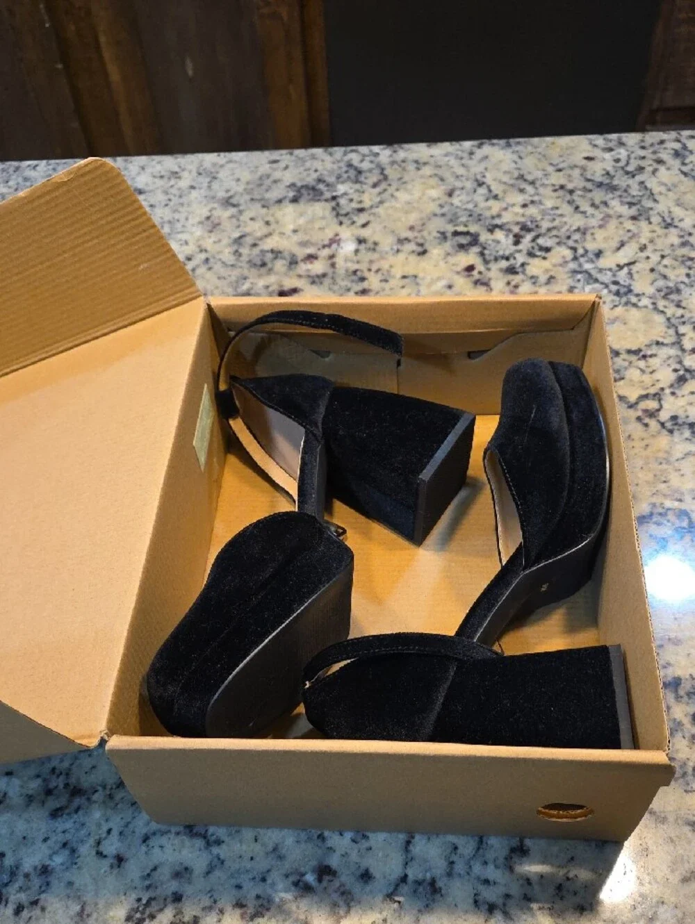 Coconuts by Matisse Black Velvet Platform Ankle-Strap Heels